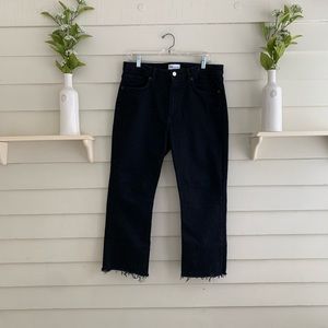 Zara High Rise Black Colored Denim With Raw Hem Size 14